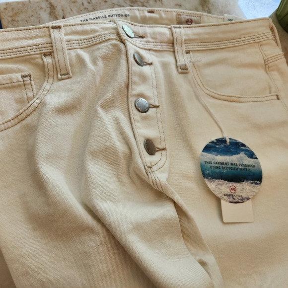 AG Isabelle Button Up, Straight Crop Winter White Denim 29 - Picture 2 of 4